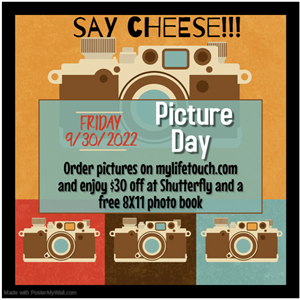 Picture Day is Friday 9/30